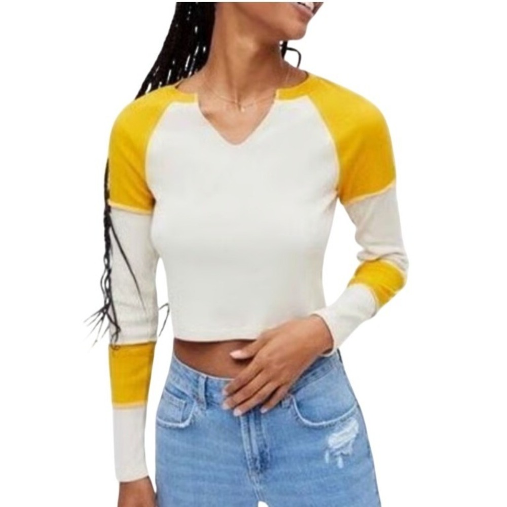 BDG Urban Outfitters 90s Waffle Knit Raglan Long Sleeve Normcore ‎ Women M